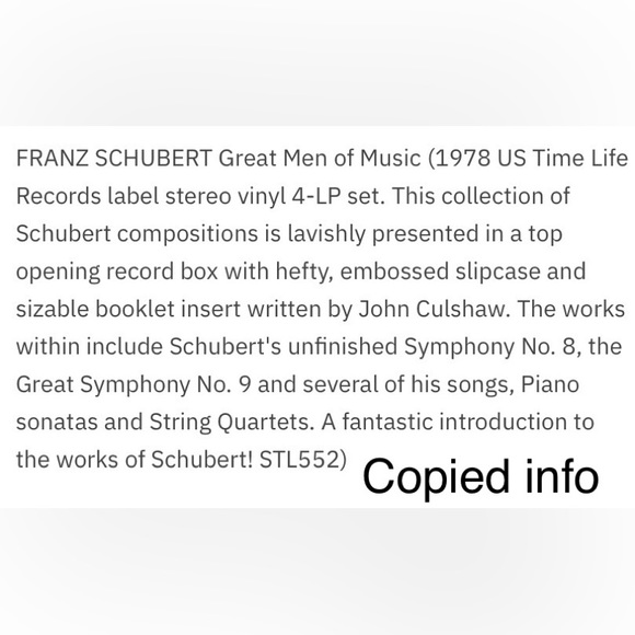 Time Life Vinyl Records Great Men of Music Franz Schubert Record Box Set NEW - Picture 9 of 10